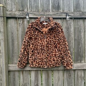WD.NY Animal Print Faux Fur Jacket